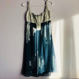 Empire waist silver blue dress